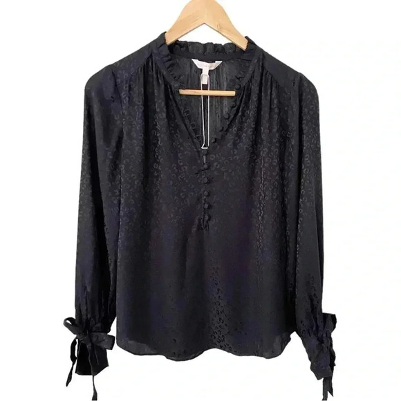 NWT Rebecca Taylor Silk Longsleeve Cheetah Jacquard Top size 0 - Picture 3 of 11